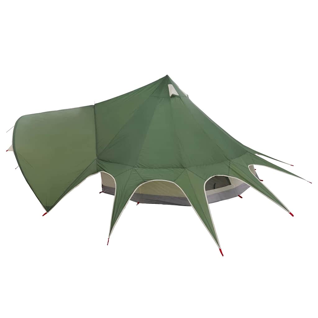 Detail van de groene vidaXL Teepee Tent met opvallende puntige dakvorm.