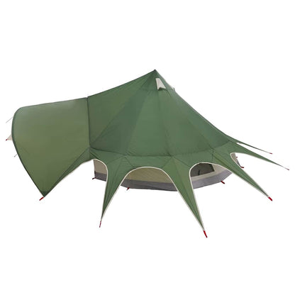 Detail van de groene vidaXL Teepee Tent met opvallende puntige dakvorm.