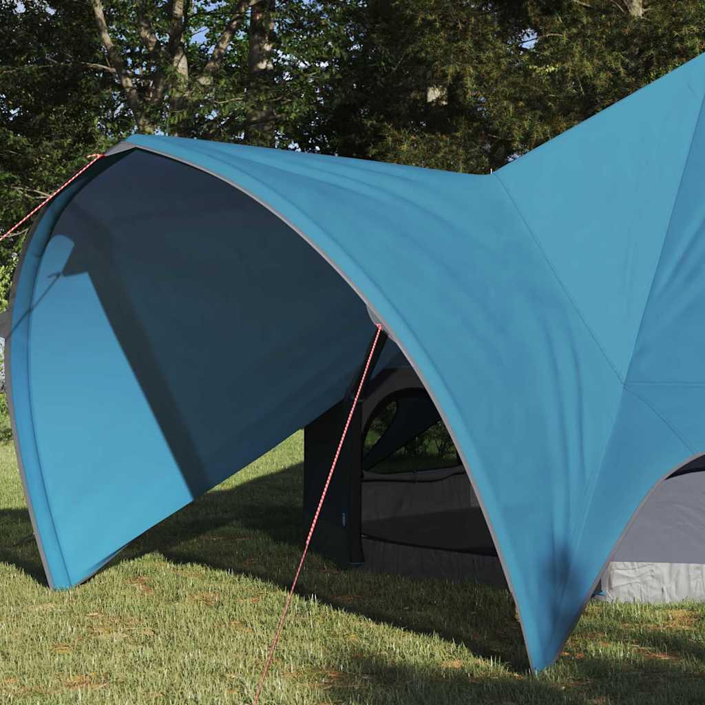 Detail van de blauwe waterdichte vidaXL Teepee Tent met een opvallend dakontwerp.