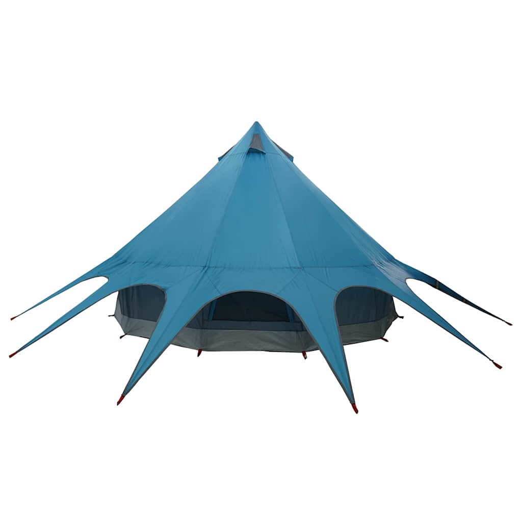 Zijaanzicht van de vidaXL Teepee Tent in blauw, met karakteristieke puntige top en ventilatieopeningen.