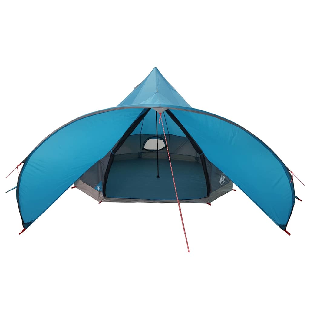 Detail van de vidaXL Teepee Tent in blauw en grijs, met open ingang en ruime binnenruimte.