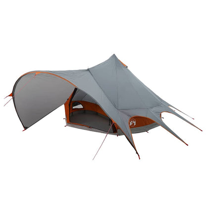 Detail van de vidaXL Teepee Tent met grijs en oranje dak, zijaanzicht.