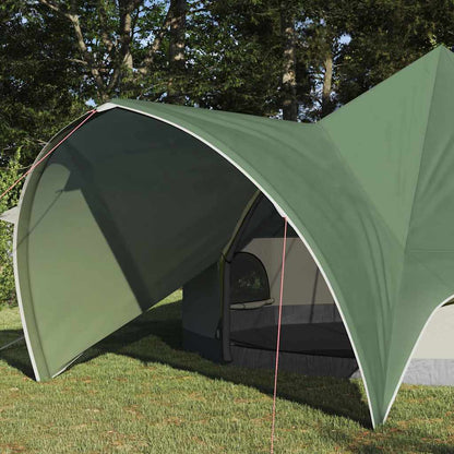 Detail van de groene vidaXL Teepee Tent met een gebogen dak en zijwand.