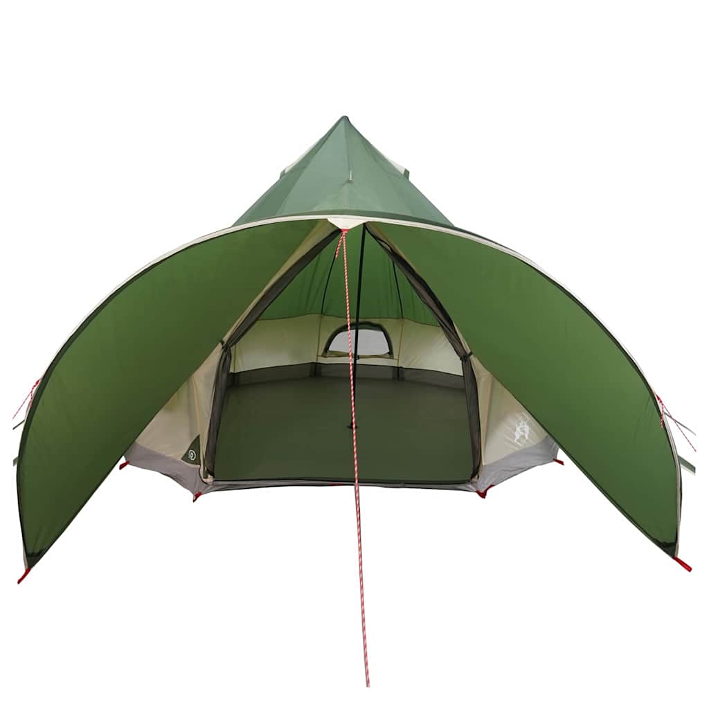 Detail van de vidaXL Teepee Tent in groen met open zijflappen voor extra ventilatie.