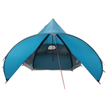 Zijaanzicht van de vidaXL Teepee Tent in blauw, met open ingang en ruime binnenruimte.