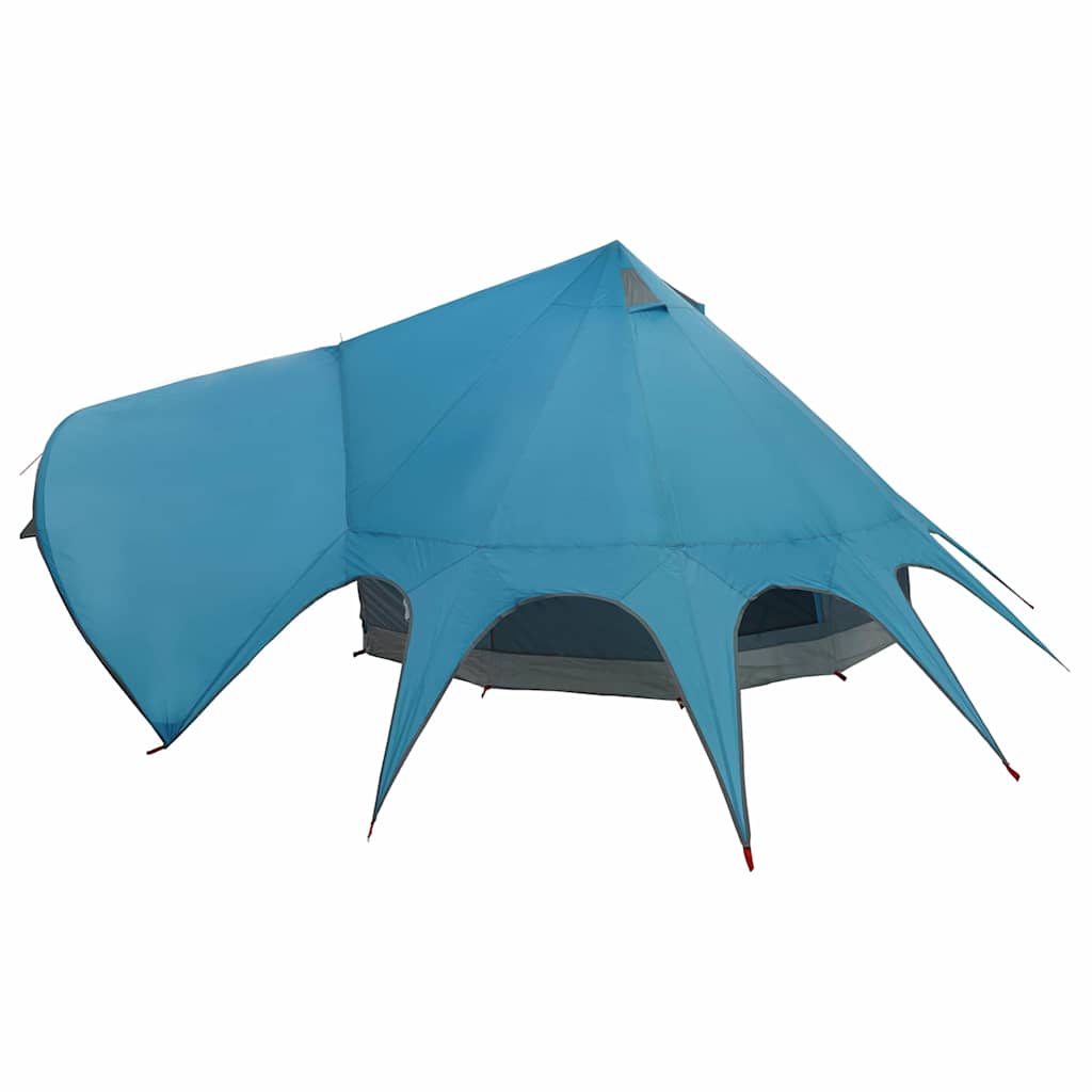 Detail van de blauwe vidaXL Teepee Tent met opvallende hoeken en waterdichte stof.