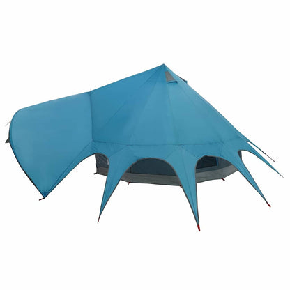 Detail van de blauwe vidaXL Teepee Tent met opvallende hoeken en waterdichte stof.