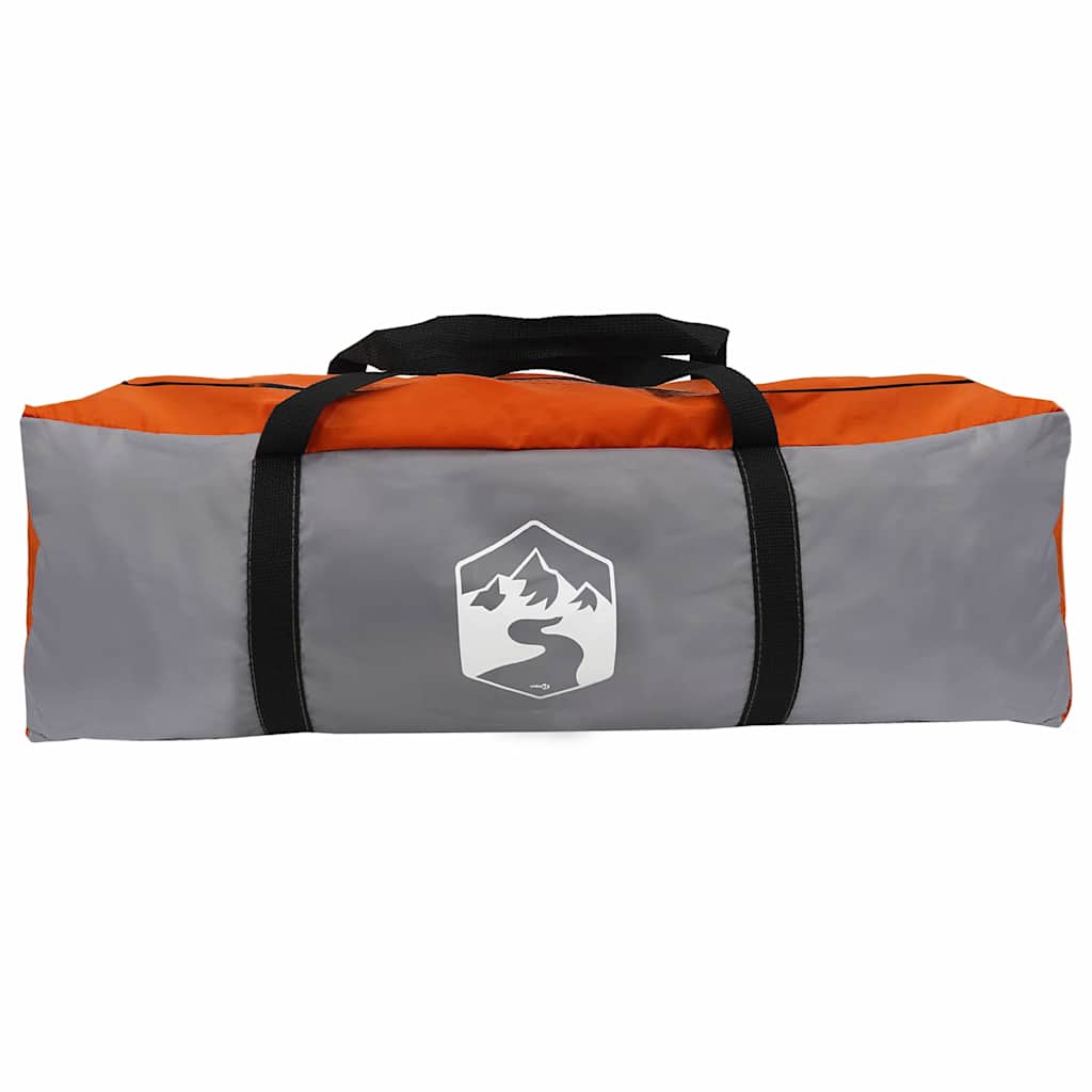 Grijze en oranje opbergtas voor de vidaXL Teepee Tent, met stevige handvatten.