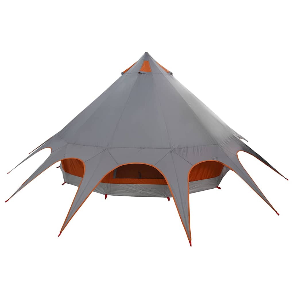 Detail van de vidaXL Teepee Tent in grijs met oranje accenten, zijaanzicht met opvallende vorm.