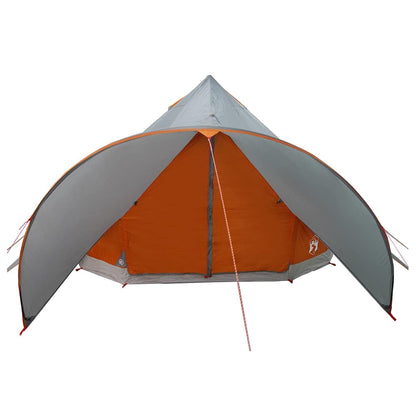 Detail van de vidaXL Teepee Tent met grijs en oranje dak, zijaanzicht.