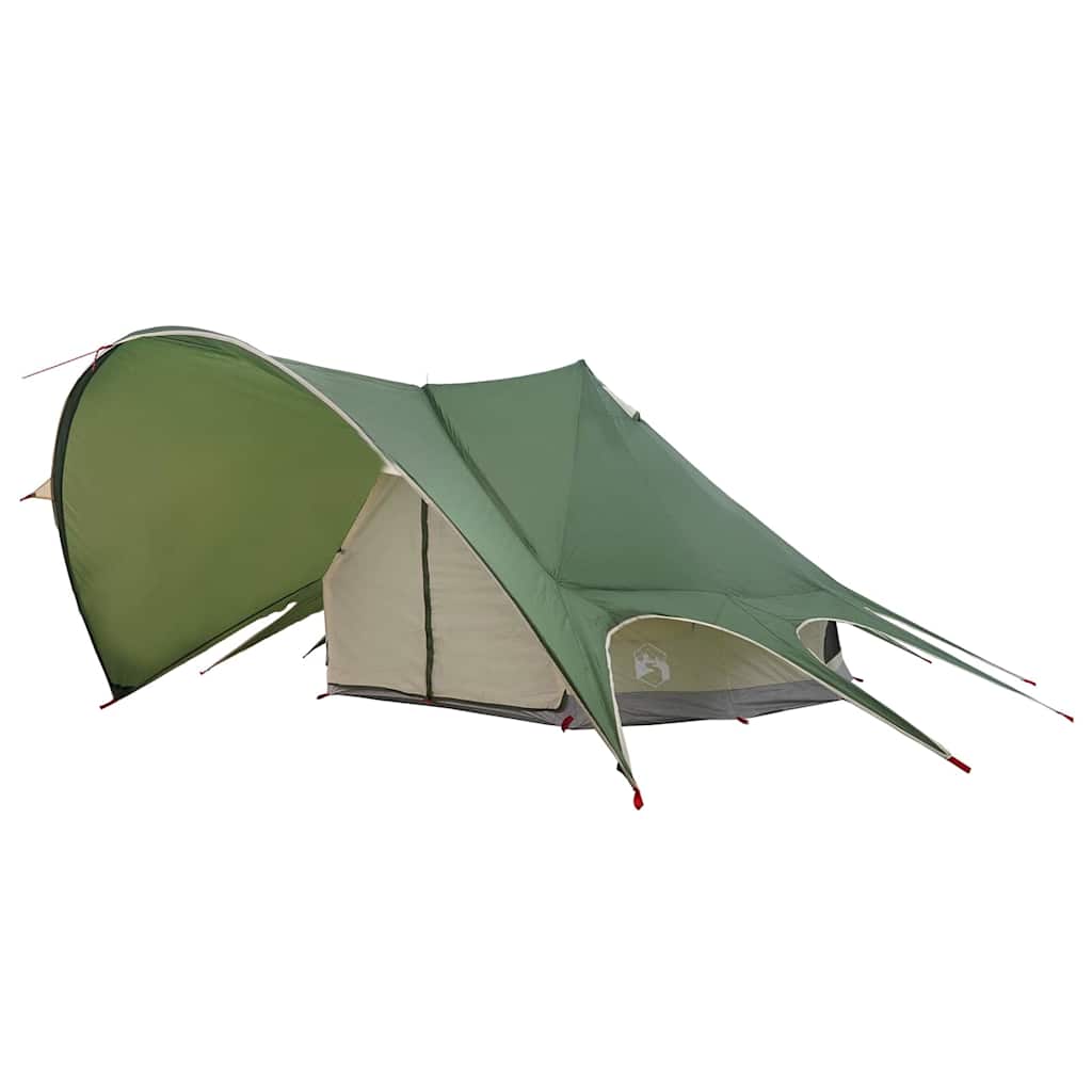 Detail van de vidaXL Teepee Tent in groen met grijze accenten, zijaanzicht.
