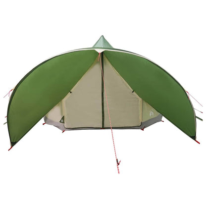Detail van de vidaXL Teepee Tent, met groene en grijze zijwanden en een puntdak.