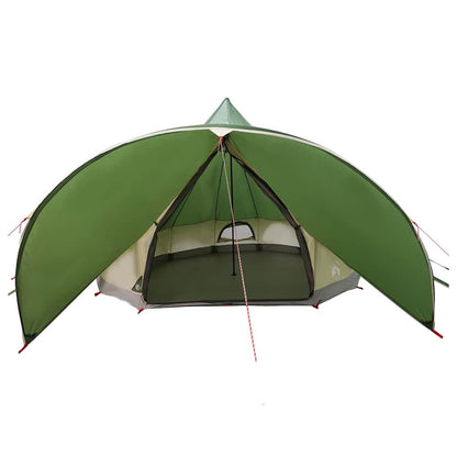 Zijaanzicht van de vidaXL Teepee Tent in groen, met open ingang en ventilatie.