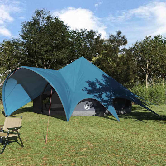 Blauwe vidaXL Teepee Tent voor 7 personen, waterdicht met ruime luifel in de natuur.