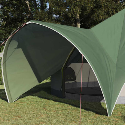Detail van de groene vidaXL Teepee Tent met weerbestendige luifel en zijaanzicht.