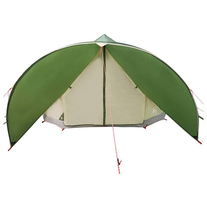 Detail van de entrada van de vidaXL Teepee Tent in groen met grijze accenten.