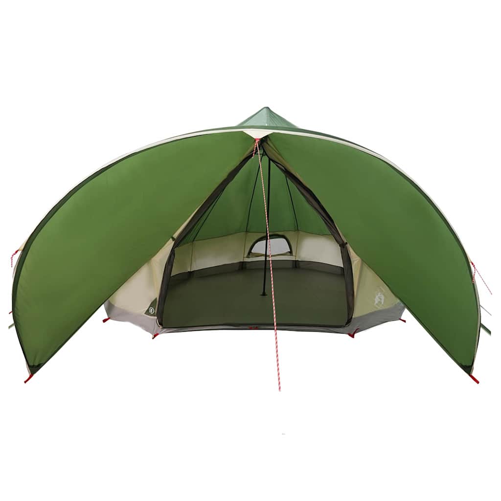 Detail van de vidaXL Teepee Tent in groen, met zicht op de ruime binnenruimte en tentconstructie.