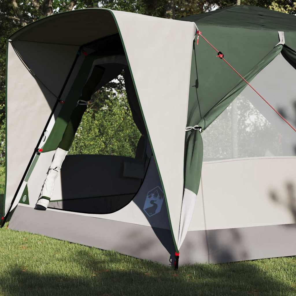Detail van de vidaXL Cabine Tent met groen dak en open zijwand.