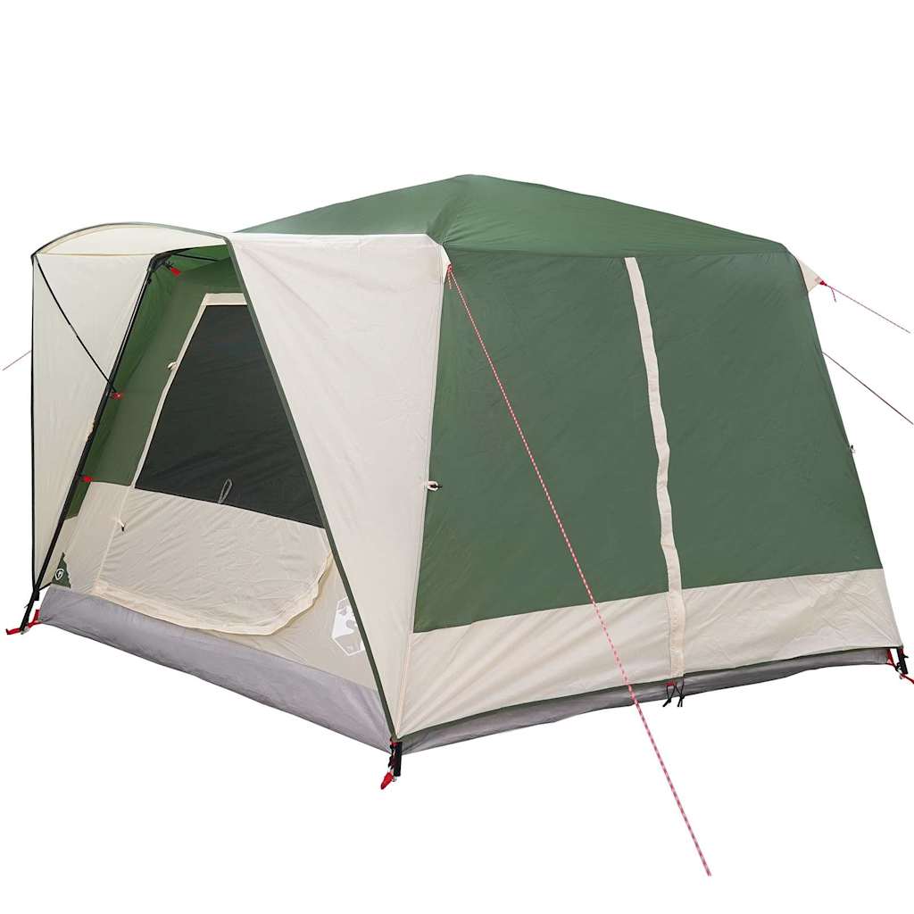 Zijaanzicht van de vidaXL Cabine Tent in groen met een ruime ingang en ventilatieopening.