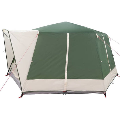 Detail van de vidaXL 7-persoons tent in groen, zijaanzicht met tentdoek en scheerlijnen.