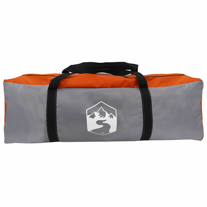 Grijze en oranje tenttas van vidaXL met handvat, voor het opbergen van de 7-persoons cabine tent.