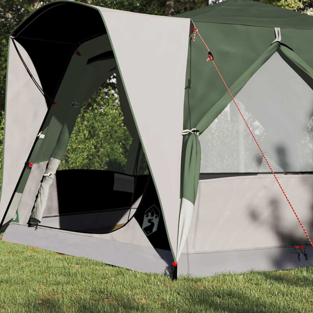Detail van de groene vidaXL Cabine Tent met open ingang en waterdichte randen.