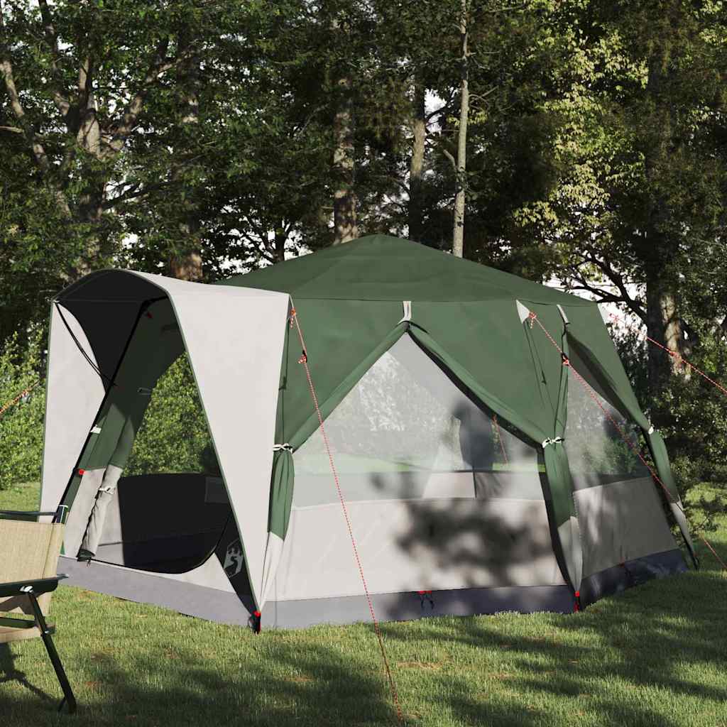 vidaXL Cabine Tent 5-Persoon in groen en wit, met een ruime opzet in de natuur.