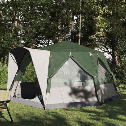 vidaXL Cabine Tent 5-Persoon in groen en wit, met een ruime opzet in de natuur.