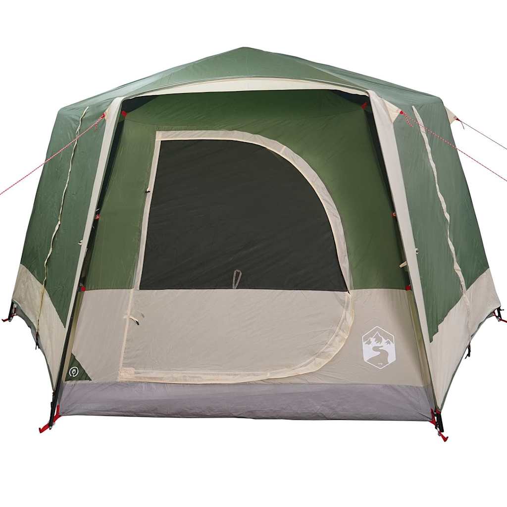 Detail van de groene vidaXL Cabine Tent met de ingang en zijaanzicht.