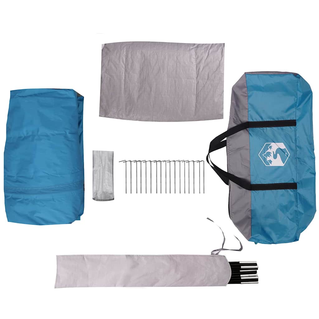 Detail van de vidaXL Cabine Tent met accessoires, waaronder de draagtas en tentstokken.