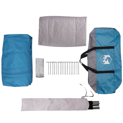 Detail van de vidaXL Cabine Tent met accessoires, waaronder de draagtas en tentstokken.
