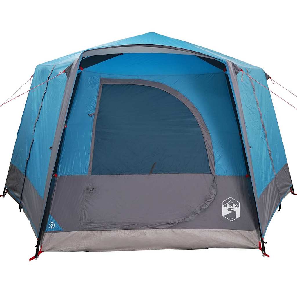 Zijaanzicht van de vidaXL Cabine Tent in blauw met een grote ingang en ventilatierooster.