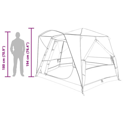 Detail van de vidaXL Cabine Tent met afmetingen en zijaanzicht van de tent.