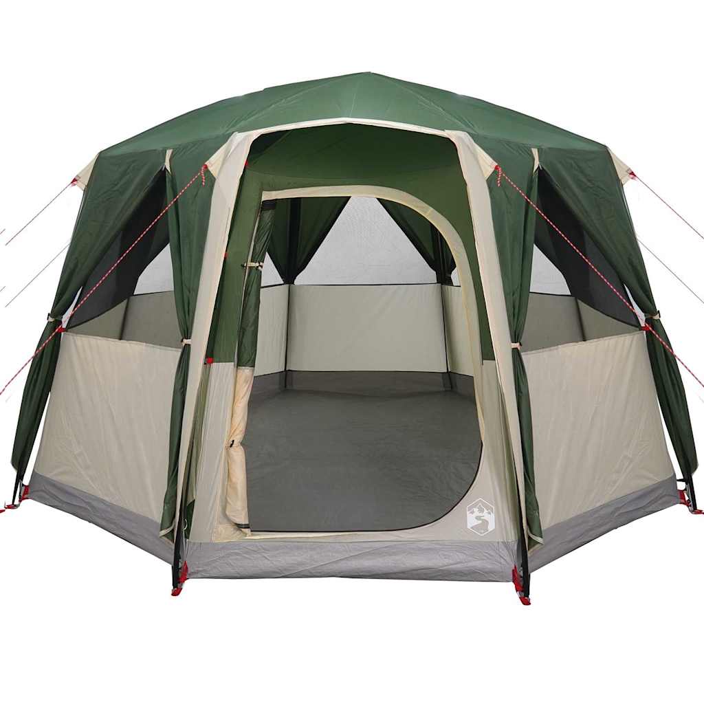 Detail van de vidaXL 3-Persoon Cabine Tent met open ingang en groene wanden.