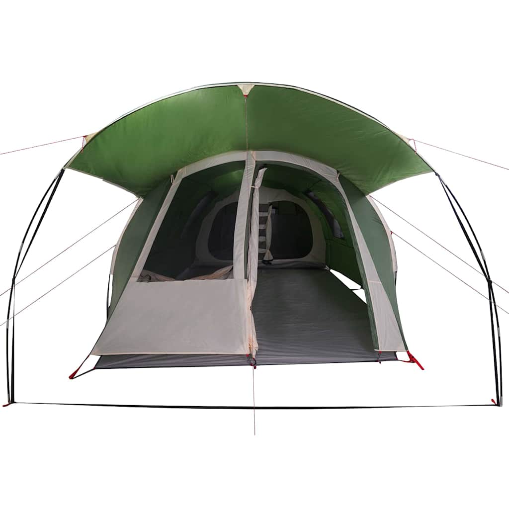 Detail van de vidaXL Tunnel Tent in groen en wit, met open ingang en ruime binnenruimte.