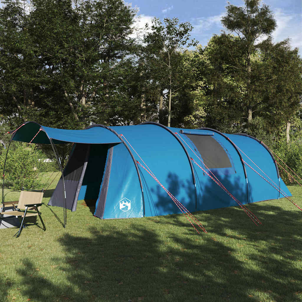 Blauwe vidaXL Tunnel Tent voor vier personen, ruime opstelling in de natuur.