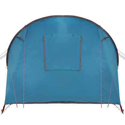 Detail van de blauwe achterkant van de vidaXL Tunnel Tent met ventilatierooster.