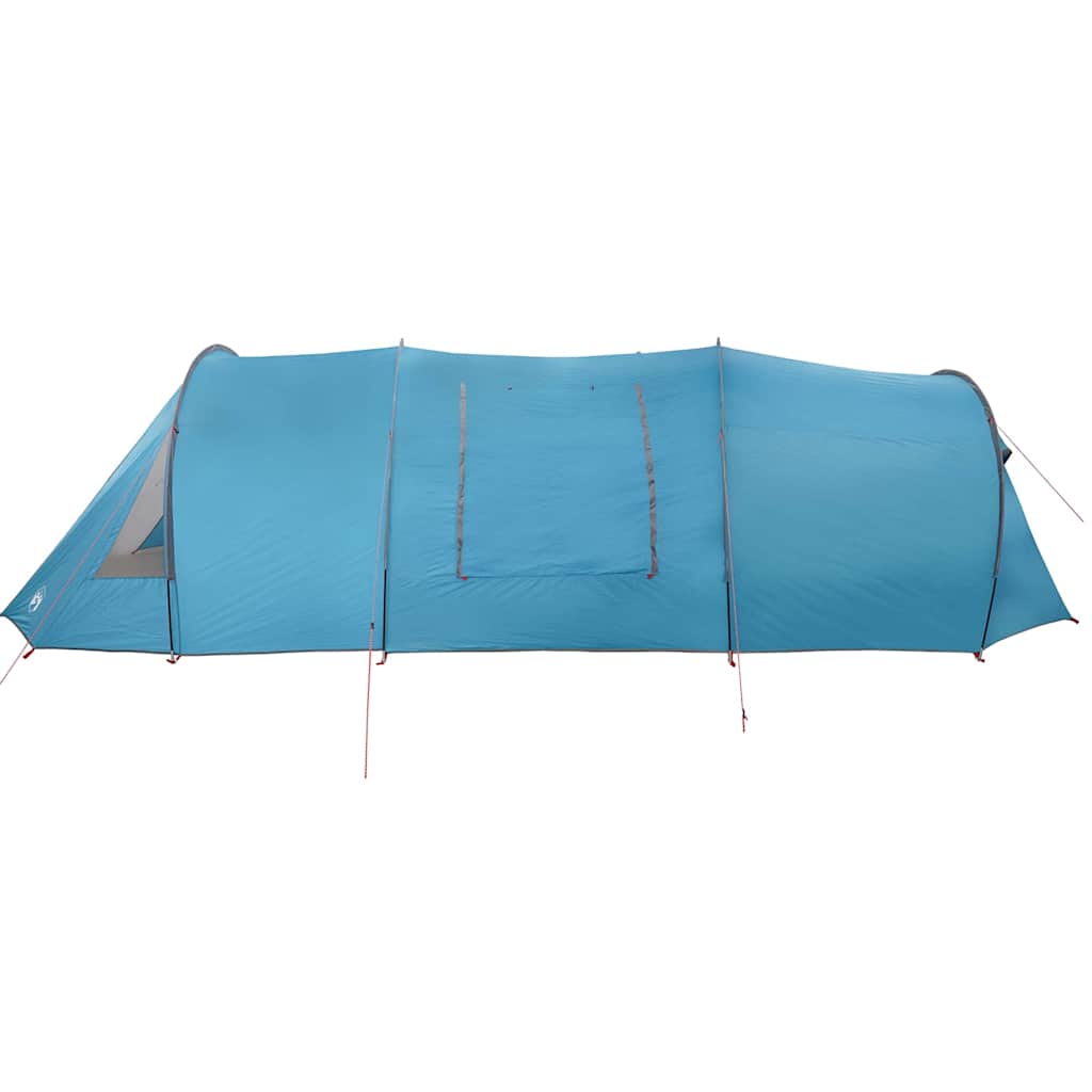 Zijaanzicht van de vidaXL Tunnel Tent in blauw met grijze details.
