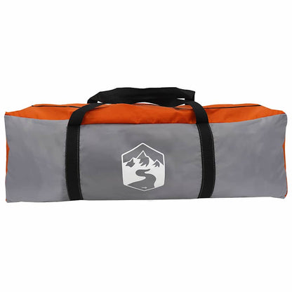 Grijze en oranje opbergtas voor de vidaXL Tunnel Tent, met handvat en logo.