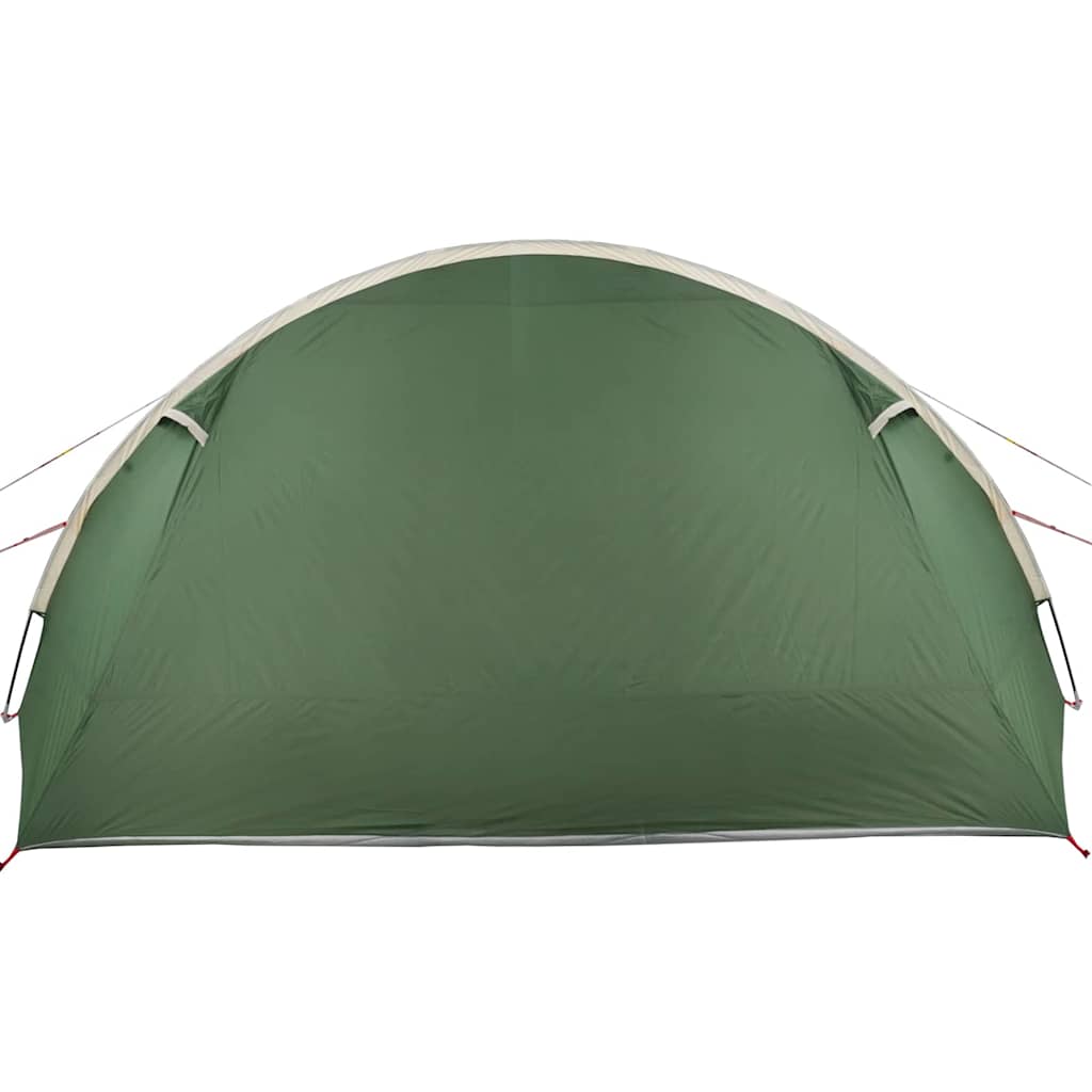 Detail van de groene vidaXL Tunnel Tent met een gladde, waterdichte buitenkant.