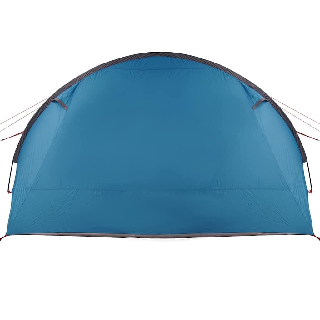Detail van de blauwe buitenzijde van de vidaXL Tunnel Tent, zijaanzicht.
