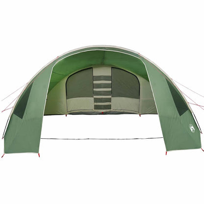 Detail van de groene vidaXL Tunnel Tent met grote ingang en ventilatieroosters.