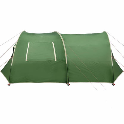 Detail van de groene vidaXL Tunnel Tent met ventilatieopening en stevige constructie.