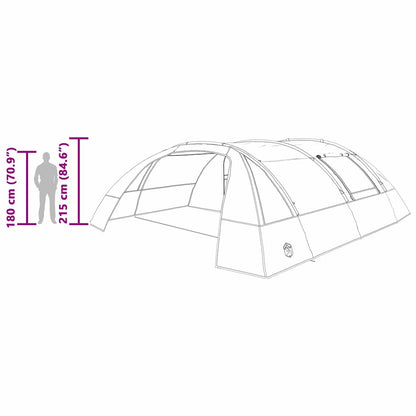 Zijaanzicht van de vidaXL Tunnel Tent met afmetingen en hoogte-informatie.