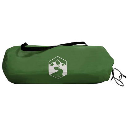 Groene vidaXL Tunnel Tent 3-Person opgerold met merklogo zichtbaar.