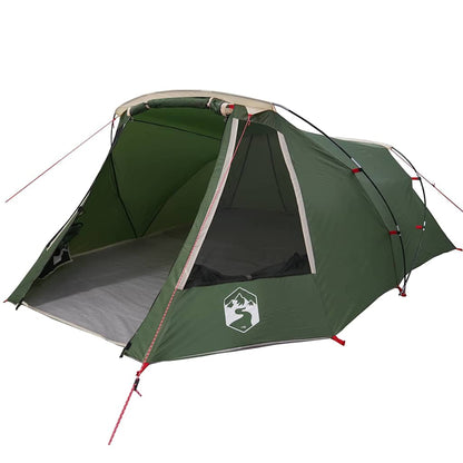 Detail van de vidaXL Tunnel Tent in groen, met open ingangen en ruime binnenruimte.