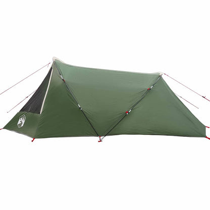 Detail van de vidaXL Tunnel Tent in groen, zijaanzicht met scherpe lijnen en waterdichte stof.
