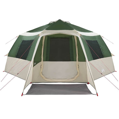 Detail van de groene vidaXL Cabin Tent met open ingang en ventilatiedetails.