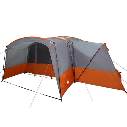 Detail van de vidaXL Familietent voor 12 personen met grijze en oranje kleuren, zijaanzicht.