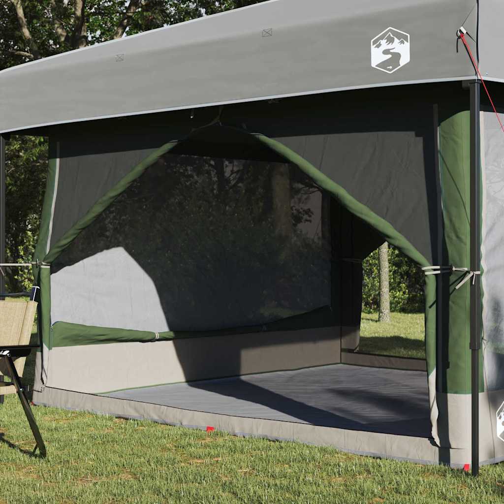 Detail van de groene vidaXL binnen tent met open zijwand en insectengaas.